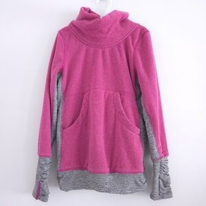 Ivivva by Lululemon Pink Grey Fleece Cowl Neck Pullover size 8